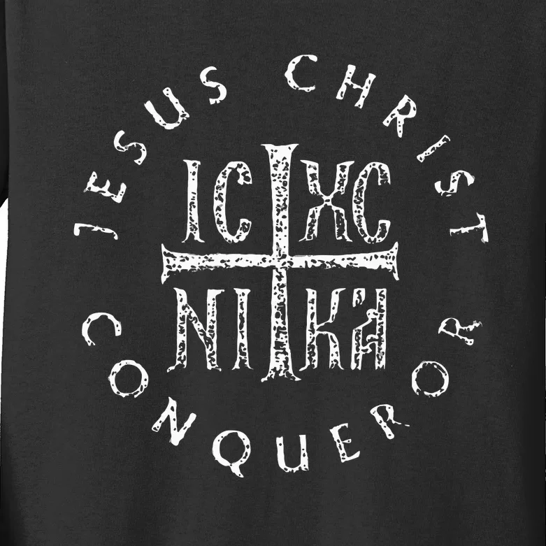 Ic Xc Nika Cross Christogram Orthodox Christian Kids Long Sleeve Shirt