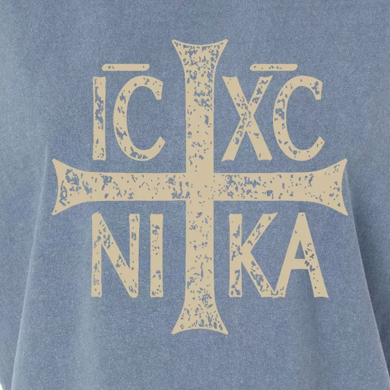 Ic Xc Nika Cross Christogram Orthodox Christian Garment-Dyed Women's Muscle Tee