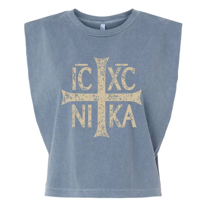 Ic Xc Nika Cross Christogram Orthodox Christian Garment-Dyed Women's Muscle Tee