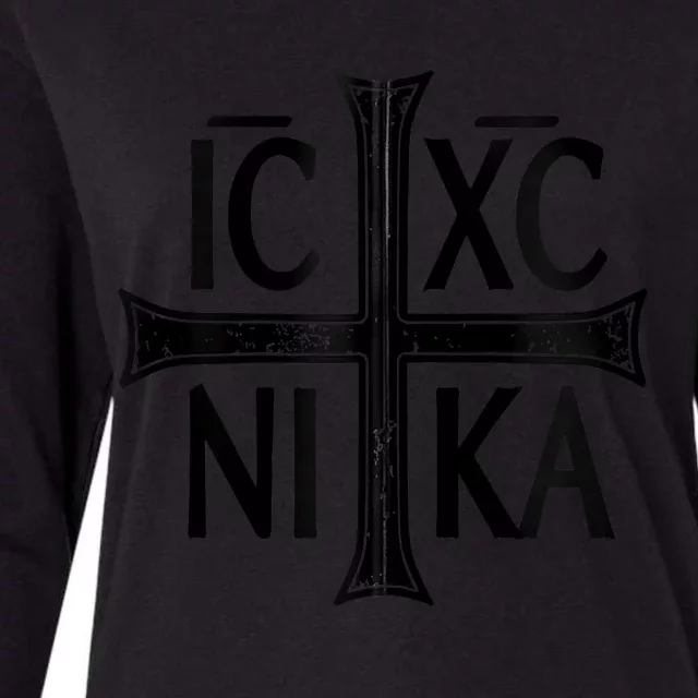 IC XC NIKA Cross Orthodox Eastern Christianity Christogram Womens Cotton Relaxed Long Sleeve T-Shirt