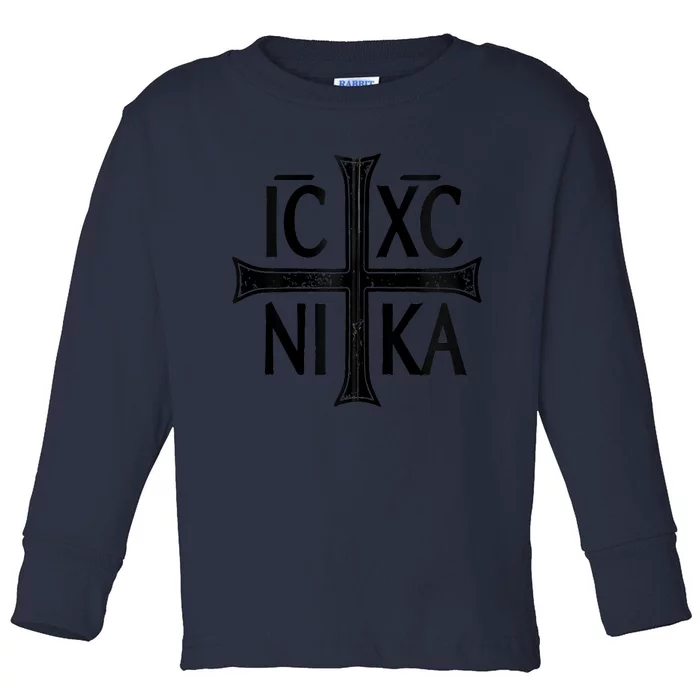 IC XC NIKA Cross Orthodox Eastern Christianity Christogram Toddler Long Sleeve Shirt