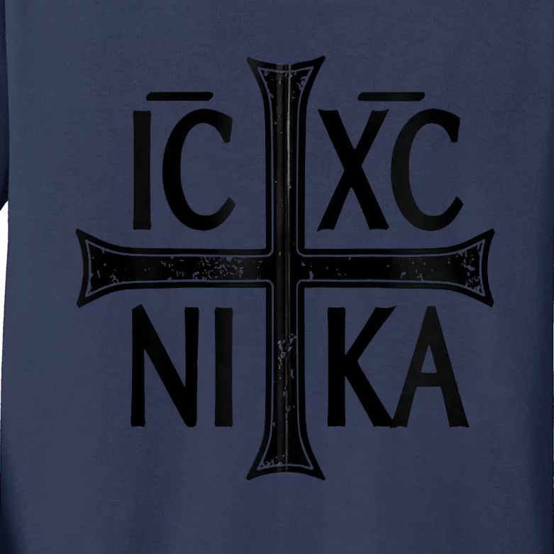 IC XC NIKA Cross Orthodox Eastern Christianity Christogram Kids Long Sleeve Shirt