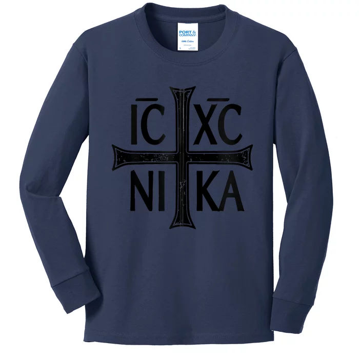 IC XC NIKA Cross Orthodox Eastern Christianity Christogram Kids Long Sleeve Shirt