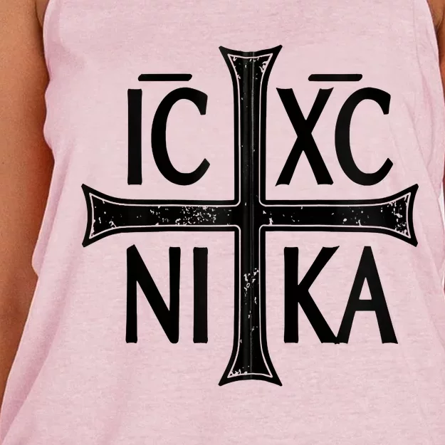 IC XC NIKA Cross Orthodox Eastern Christianity Christogram Women's Knotted Racerback Tank