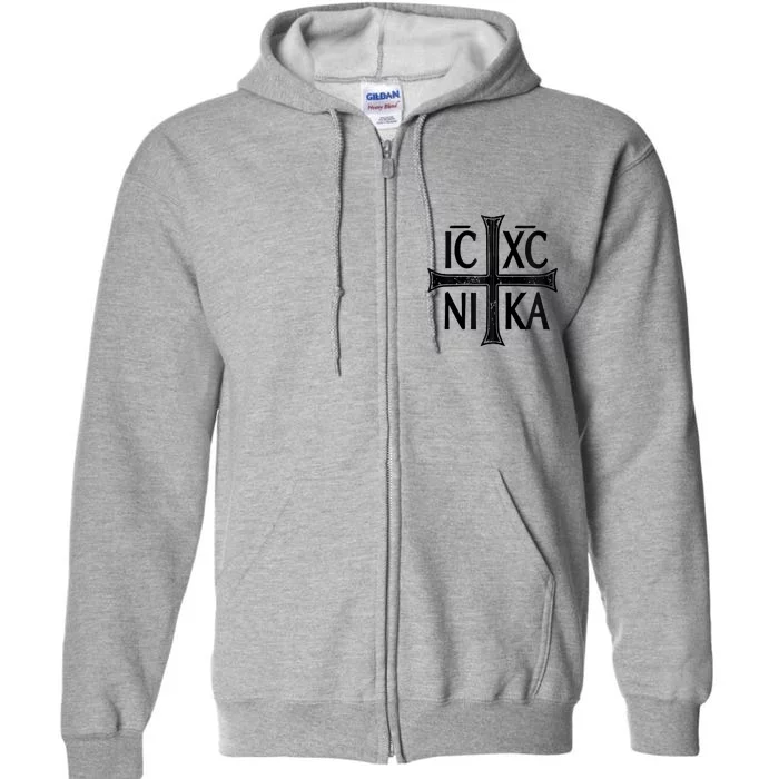 IC XC NIKA Cross Orthodox Eastern Christianity Christogram Full Zip Hoodie