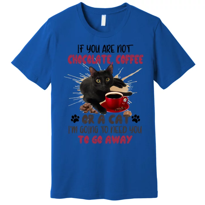 If You Are Not Chocolate Coffee Or Cat Go Away Funny Gift Premium T-Shirt