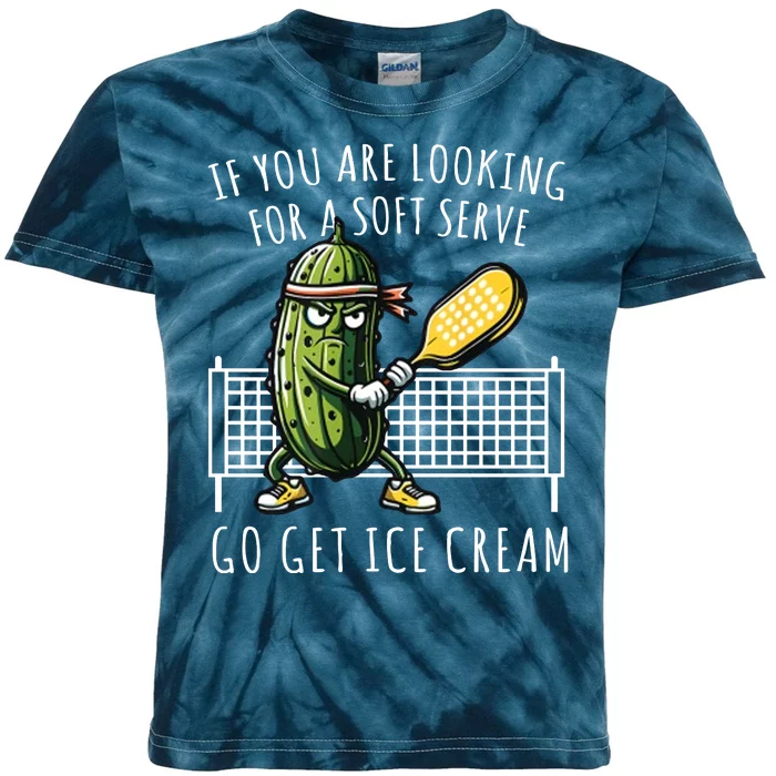 If You Are Looking For A Soft Serve Go Get Ice Cream Funny Pickleball Kids Tie-Dye T-Shirt