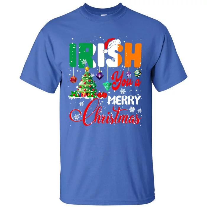 Irish You A Merry Christmas Santa Irish Flag Christmas Tree Funny Gift Tall T-Shirt