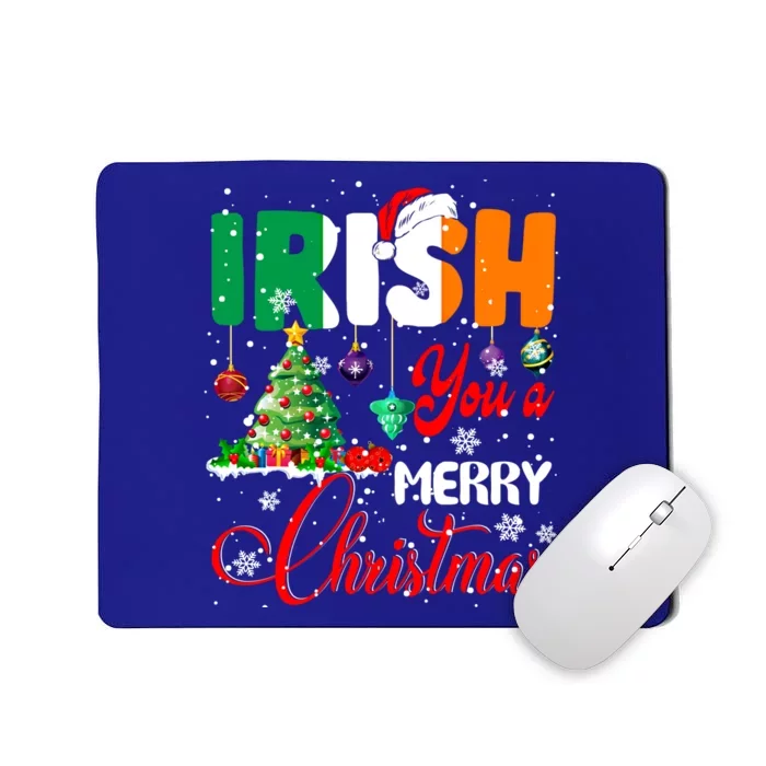 Irish You A Merry Christmas Santa Irish Flag Christmas Tree Funny Gift Mousepad