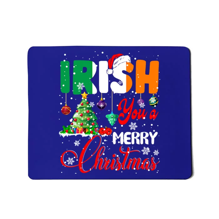 Irish You A Merry Christmas Santa Irish Flag Christmas Tree Funny Gift Mousepad