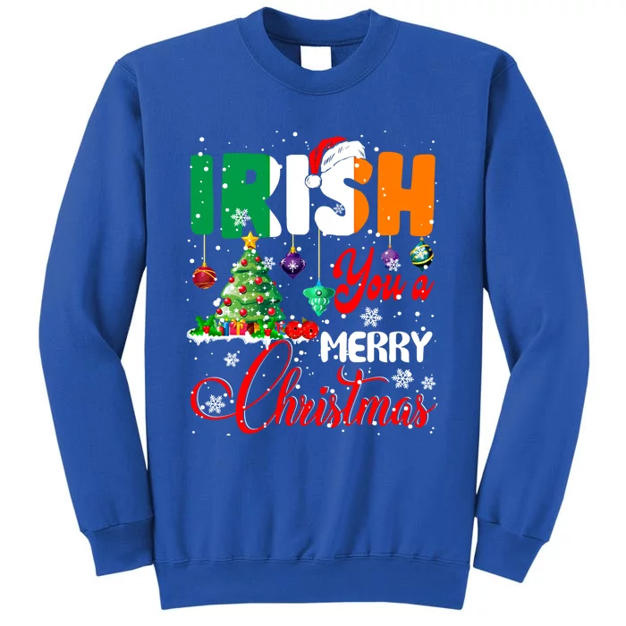 Irish You A Merry Christmas Santa Irish Flag Christmas Tree Funny Gift Tall Sweatshirt