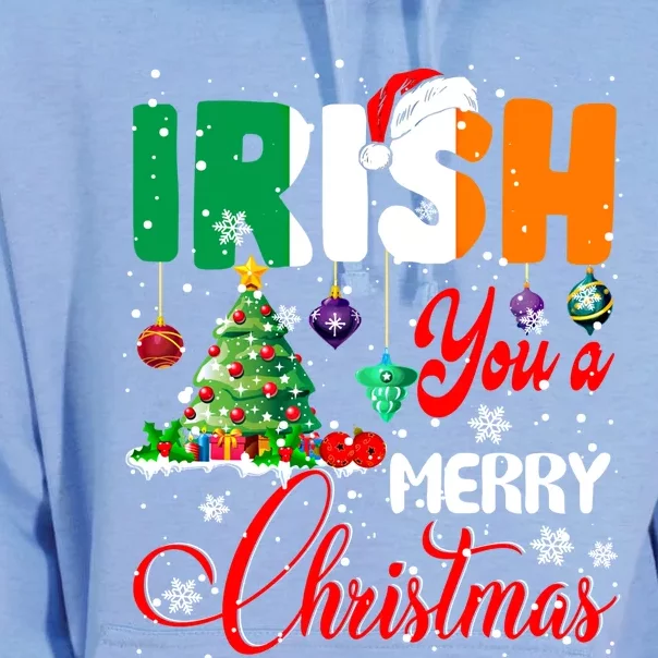 Irish You A Merry Christmas Santa Irish Flag Christmas Tree Funny Gift Unisex Surf Hoodie