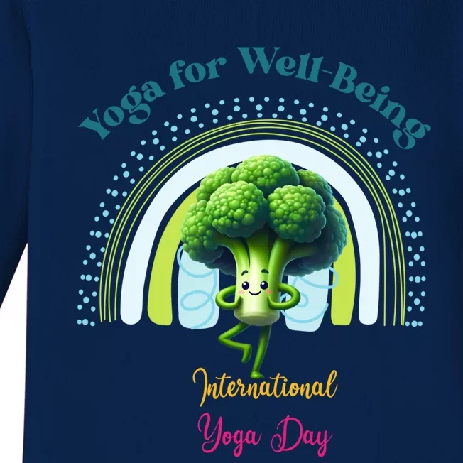 International Yoga And Eat Your Vegetables Day Huity Gift Baby Long Sleeve Bodysuit