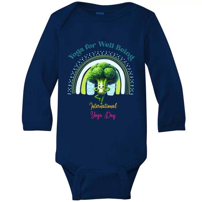 International Yoga And Eat Your Vegetables Day Huity Gift Baby Long Sleeve Bodysuit