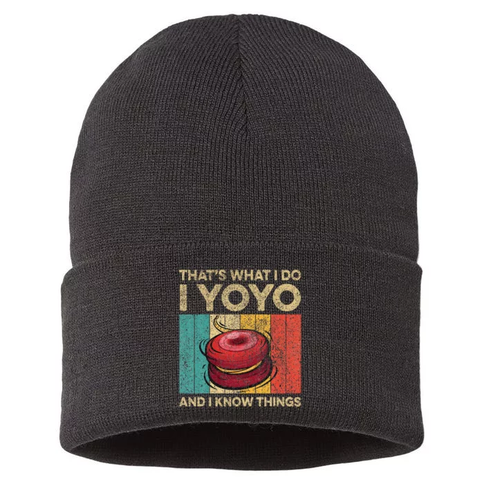 I Yoyo And I Know Things Funny Vintage Yoyo Sustainable Knit Beanie