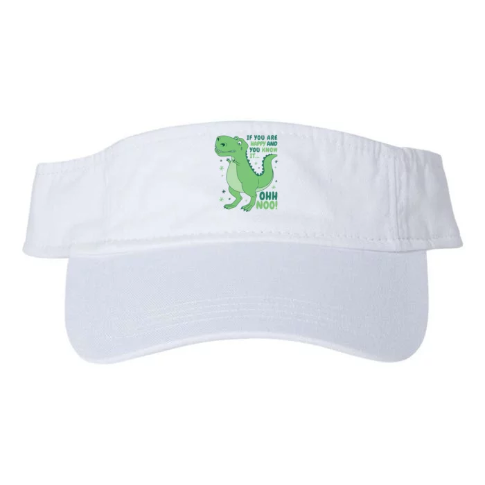 If You Are Happy And You Know It Oh No Funny Dinosaur Valucap Bio-Washed Visor