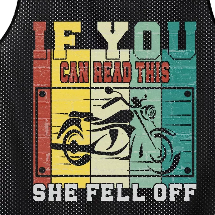 If You Can Read This She Fell Off Funny Biker Motorcycle Mesh Reversible Basketball Jersey Tank