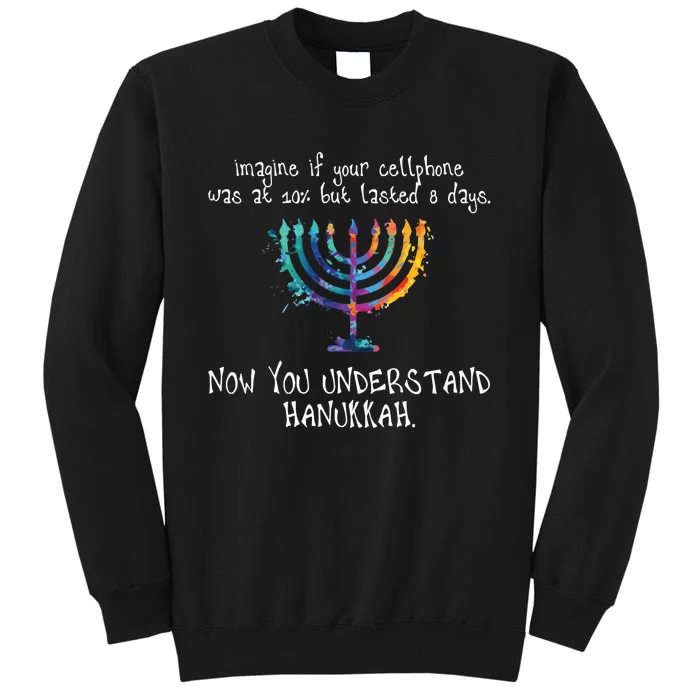 Imagine Your Cellphone Lasted 8 Days Understand Hanukkah Tall Sweatshirt