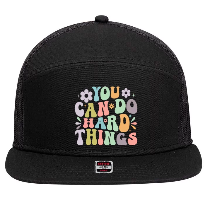 Inspirational You Can Do Hard Things 7 Panel Mesh Trucker Snapback Hat