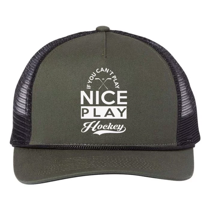 If You Can't Play Nice Vintage Play Hockey Retro Rope Trucker Hat Cap