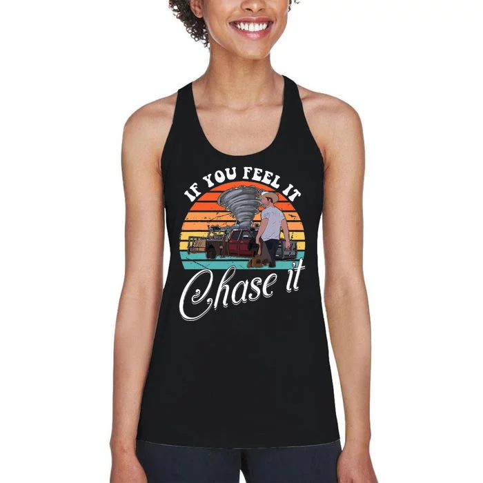 If You Feel It Chase It Vintage Design Women's Racerback Tank