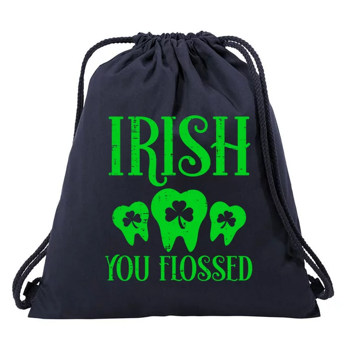 Irish You Flossed Teeth St Patricks Day Dentist Dental Asst Gift Drawstring Bag