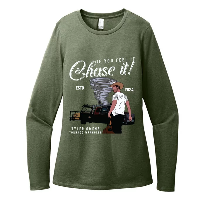 If You Feel It Chase It Cowboy Tornado Wrangler Womens CVC Long Sleeve Shirt