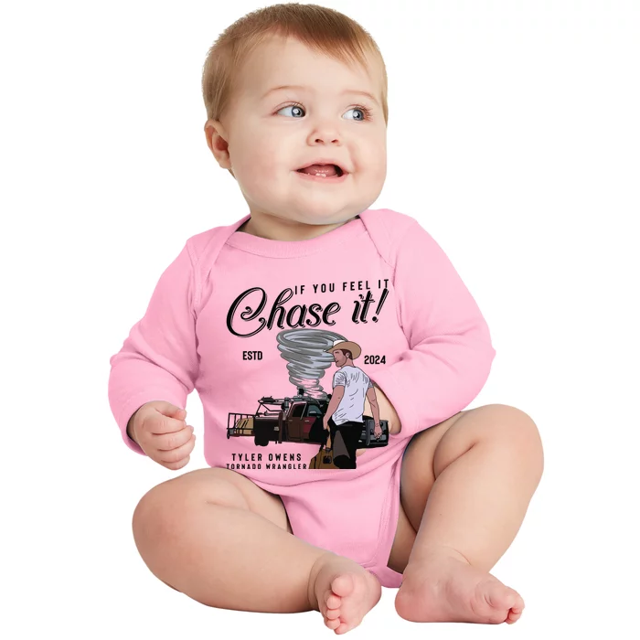 If You Feel It Chase It Cowboy Tornado Wrangler Baby Long Sleeve Bodysuit