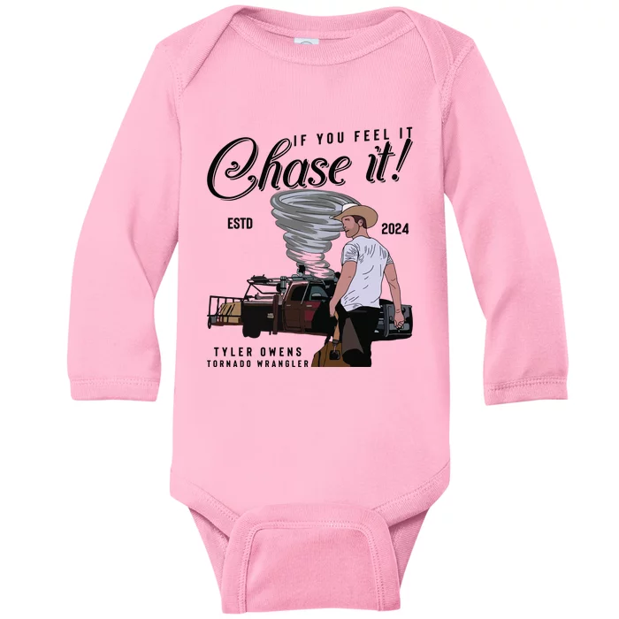 If You Feel It Chase It Cowboy Tornado Wrangler Baby Long Sleeve Bodysuit