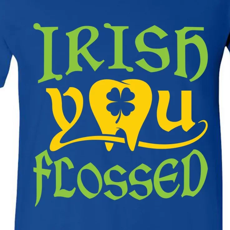 Irish You Flossed Funny St Patricks Day Dentist Dental Gift V-Neck T-Shirt