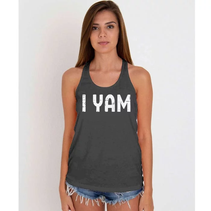 I Yam Funny Matching Couples Halloween Thanksgiving Him Her Women's Knotted Racerback Tank