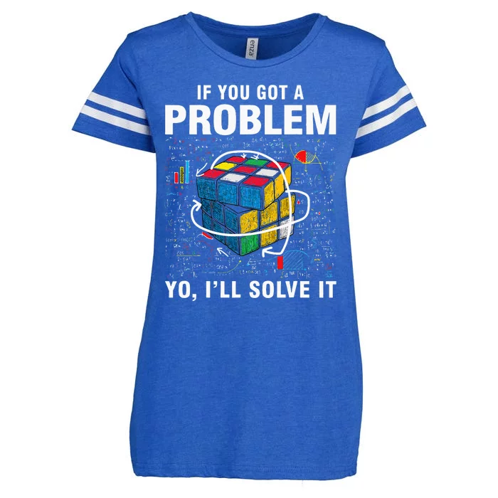 IF You Got A Problem Yo Ill Solve It Funny Speed Cubing Enza Ladies Jersey Football T-Shirt