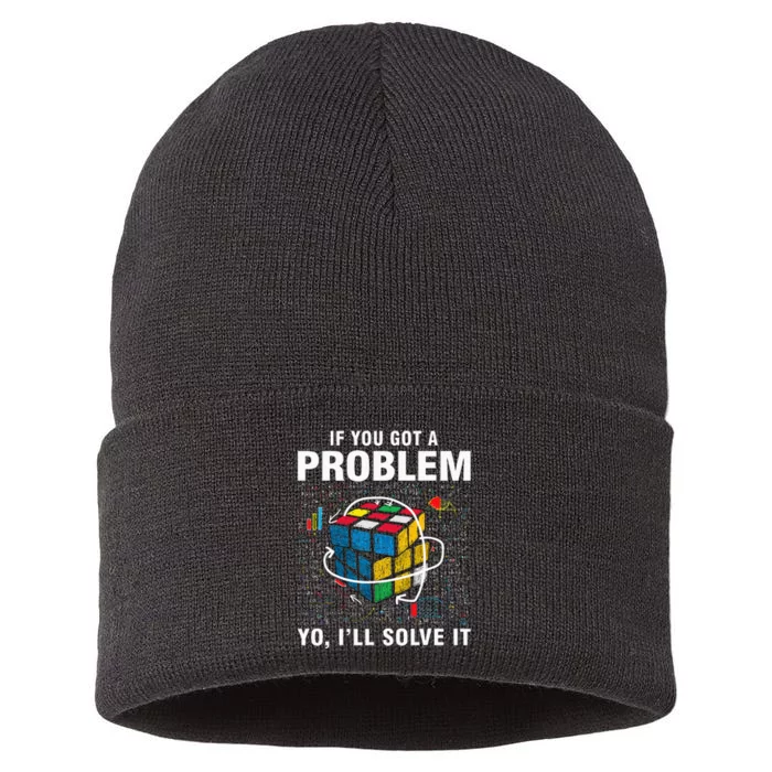 IF You Got A Problem Yo Ill Solve It Funny Speed Cubing Sustainable Knit Beanie