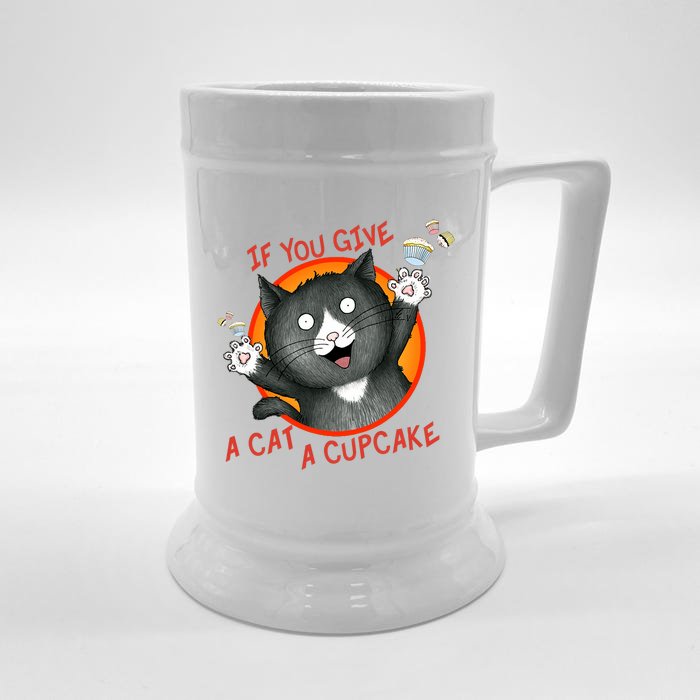 If You Give A Cat A Cupcake Front & Back Beer Stein