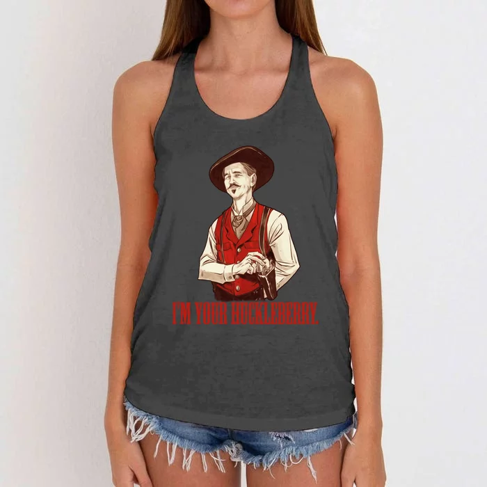 I'm Your Huckleberry Say When Doc Holiday Women's Knotted Racerback Tank