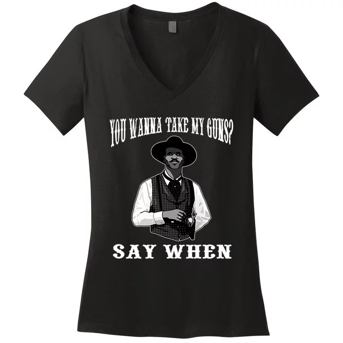 I'm Your Huckleberry Say When Doc Holiday Women's V-Neck T-Shirt