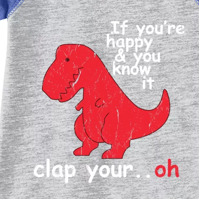 If Youre Happy And You Know It Clap Your Oh Funny Trex Dino Gift Infant Baby Jersey Bodysuit