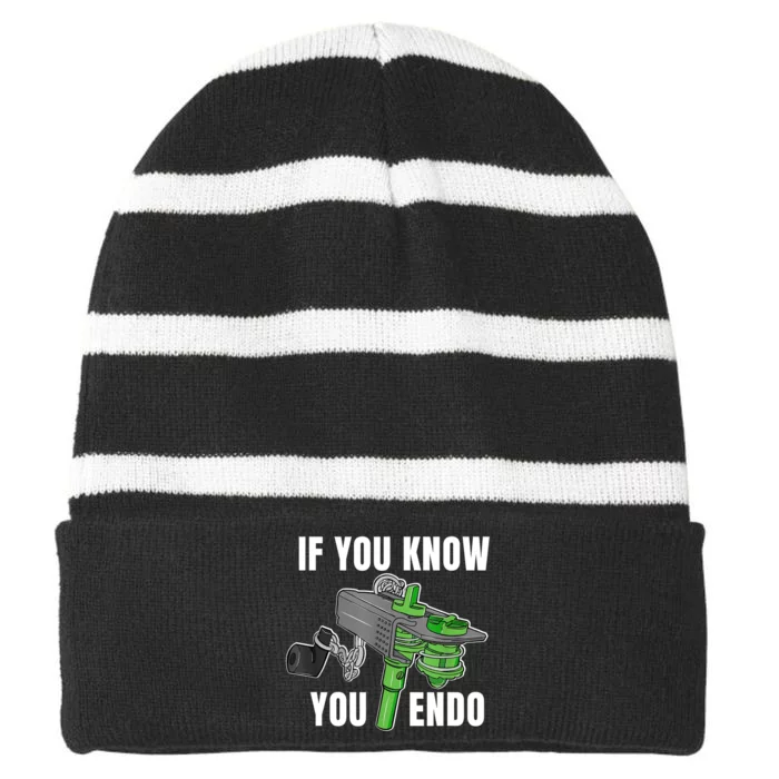 If You Know You Endo Striped Beanie with Solid Band