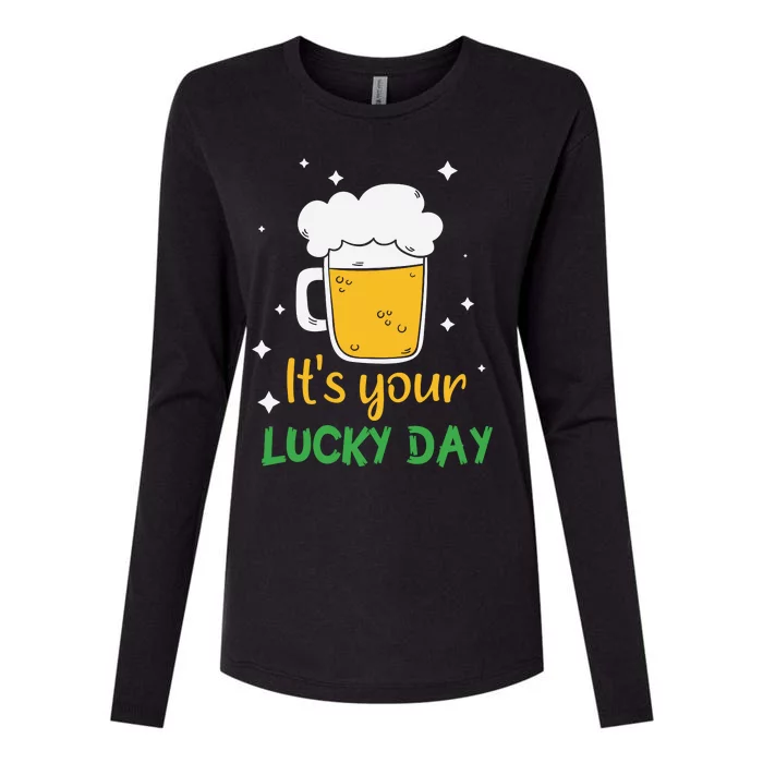 Its Your Lucky Day Funny Drinking Beer Womens Cotton Relaxed Long Sleeve T-Shirt