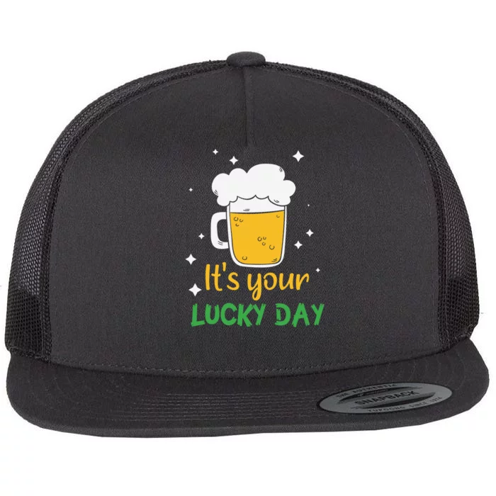 Its Your Lucky Day Funny Drinking Beer Flat Bill Trucker Hat