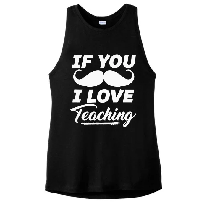 If You Mustache I Love Teaching Teacher Cinco De Mayo Ladies Tri-Blend Wicking Tank