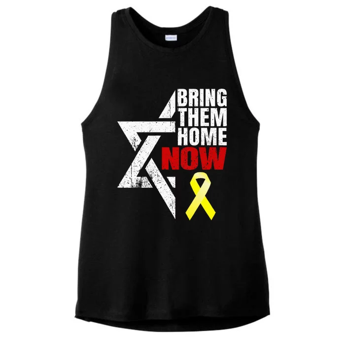 Israel Yellow Ribbon Symbol Bring Them Back Home Now Ladies Tri-Blend Wicking Tank