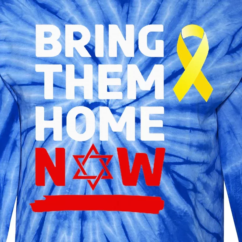 Israel Yellow Ribbon Symbol Bring Them Back Home Now Tie-Dye Long Sleeve Shirt