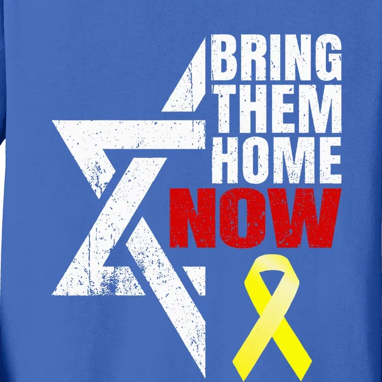 Israel Yellow Ribbon Symbol Bring Them Back Home Now Kids Long Sleeve Shirt