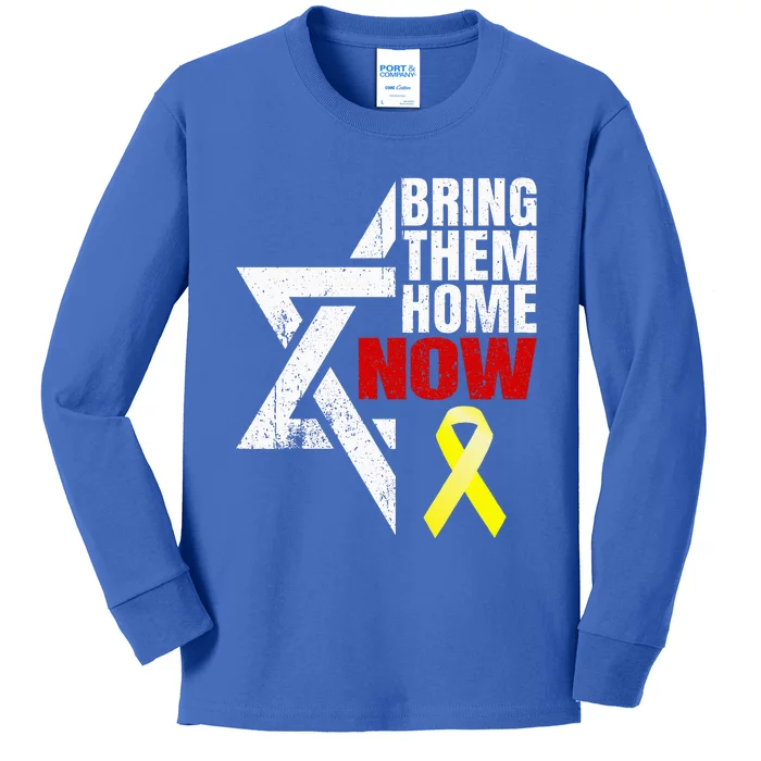 Israel Yellow Ribbon Symbol Bring Them Back Home Now Kids Long Sleeve Shirt