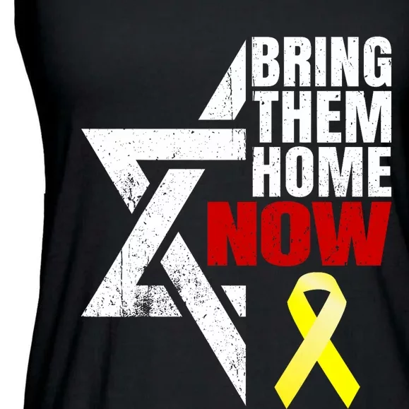 Israel Yellow Ribbon Symbol Bring Them Back Home Now Ladies Essential Flowy Tank