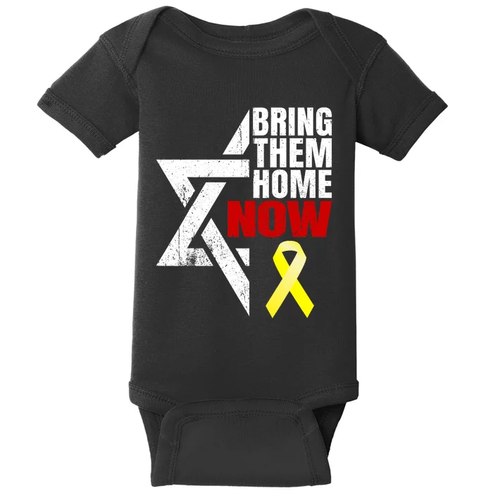 Israel Yellow Ribbon Symbol Bring Them Back Home Now Baby Bodysuit