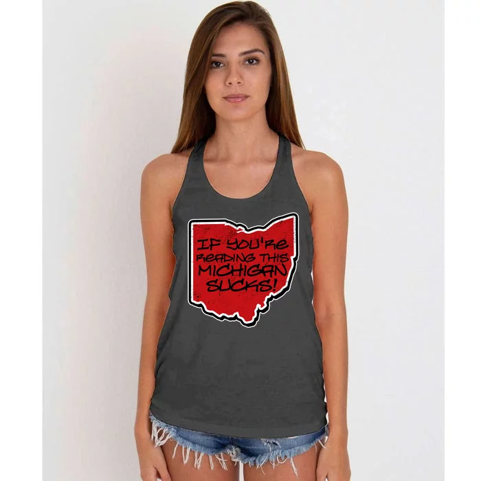 If You're Reading This Michigan Sucks Funny Ohio Women's Knotted Racerback Tank