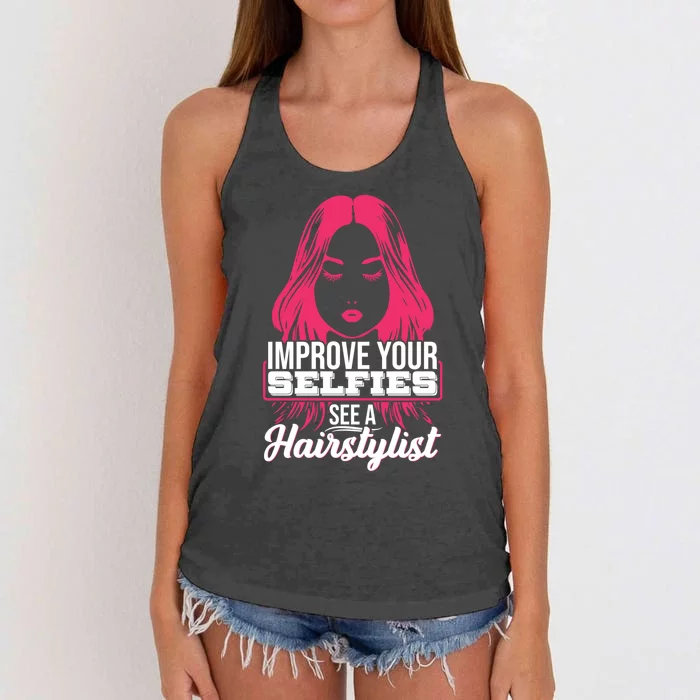 Improve Your Sies See A Hairstylist Gift Women's Knotted Racerback Tank