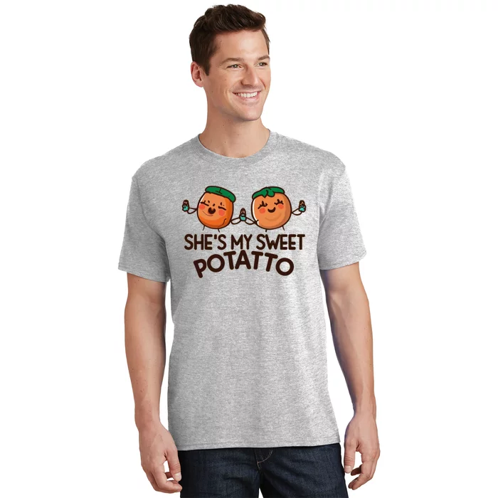 I Yam Shes My Sweet Potato Couples Funny Thanksgiving T-Shirt